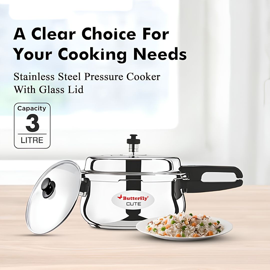 Butterfly Cute SS Pressure Cooker with Glass Lid 3 L_Features 1