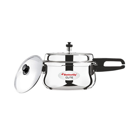 Butterfly Cute SS Pressure Cooker with Glass Lid 3 L_Front View