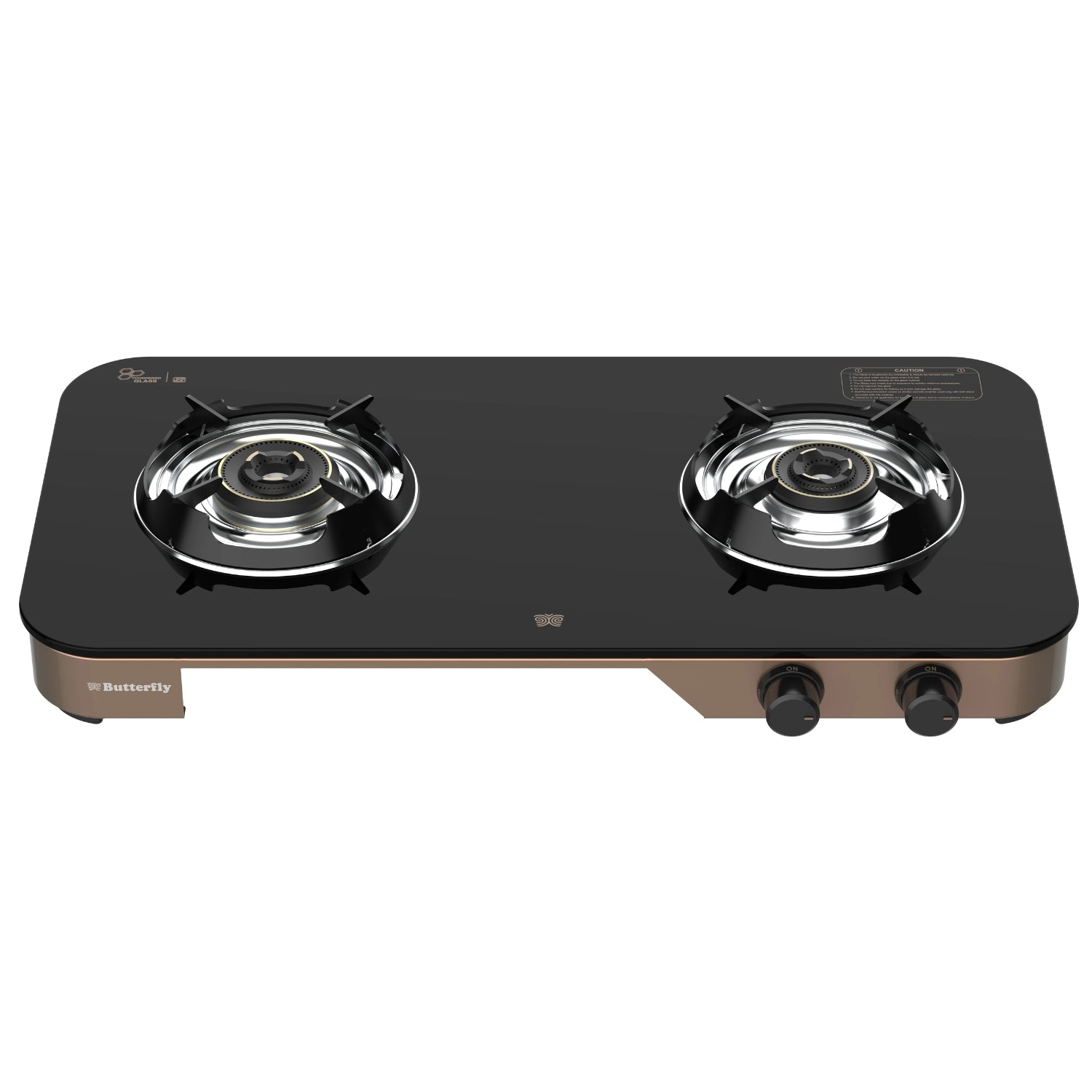 Butterfly GT Aeroline 2 Burner Glass Top Gas Stove - Black_1