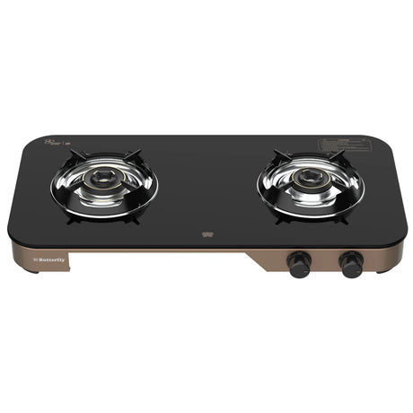 Butterfly GT Aeroline 2 Burner Glass Top Gas Stove - Black_1