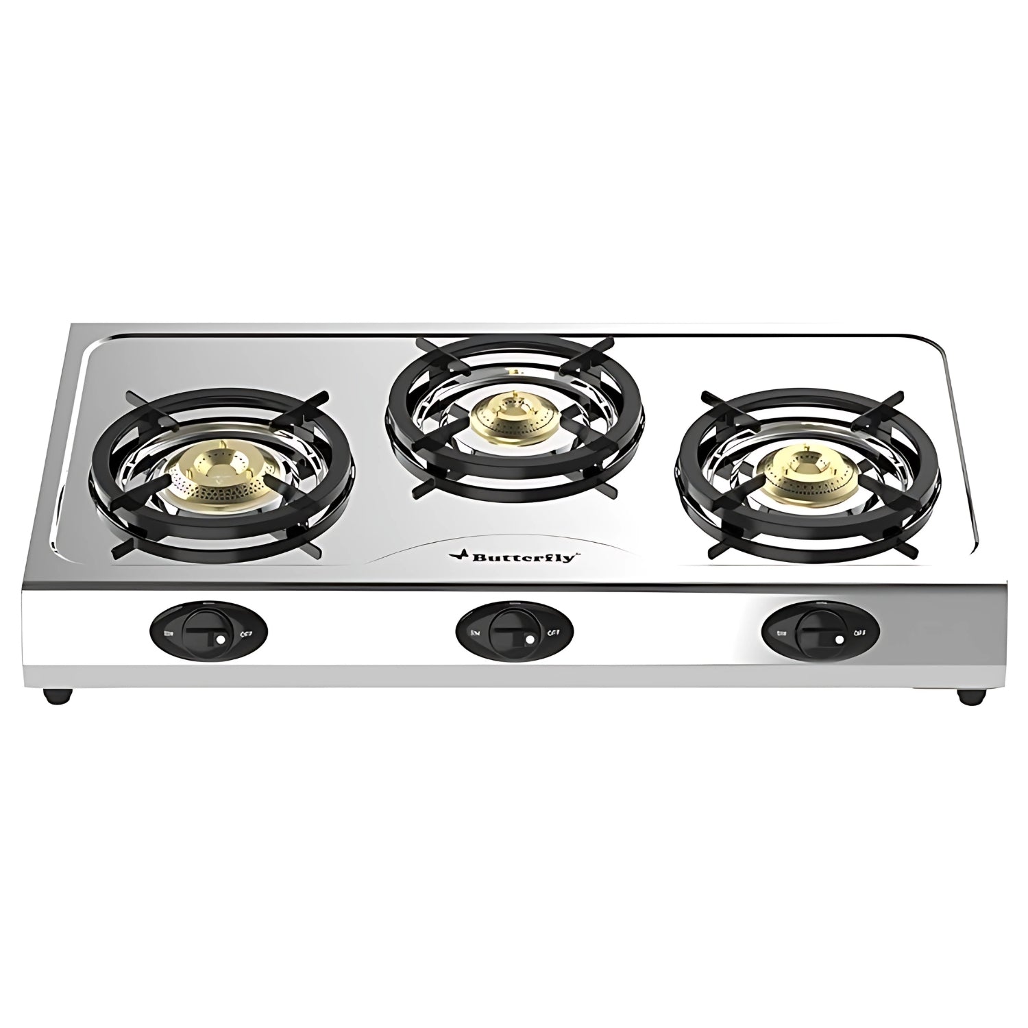 Butterfly L3390E00000 Bolt Shakti 3 Burner LPG Stove Efficient Durable - Silver_1