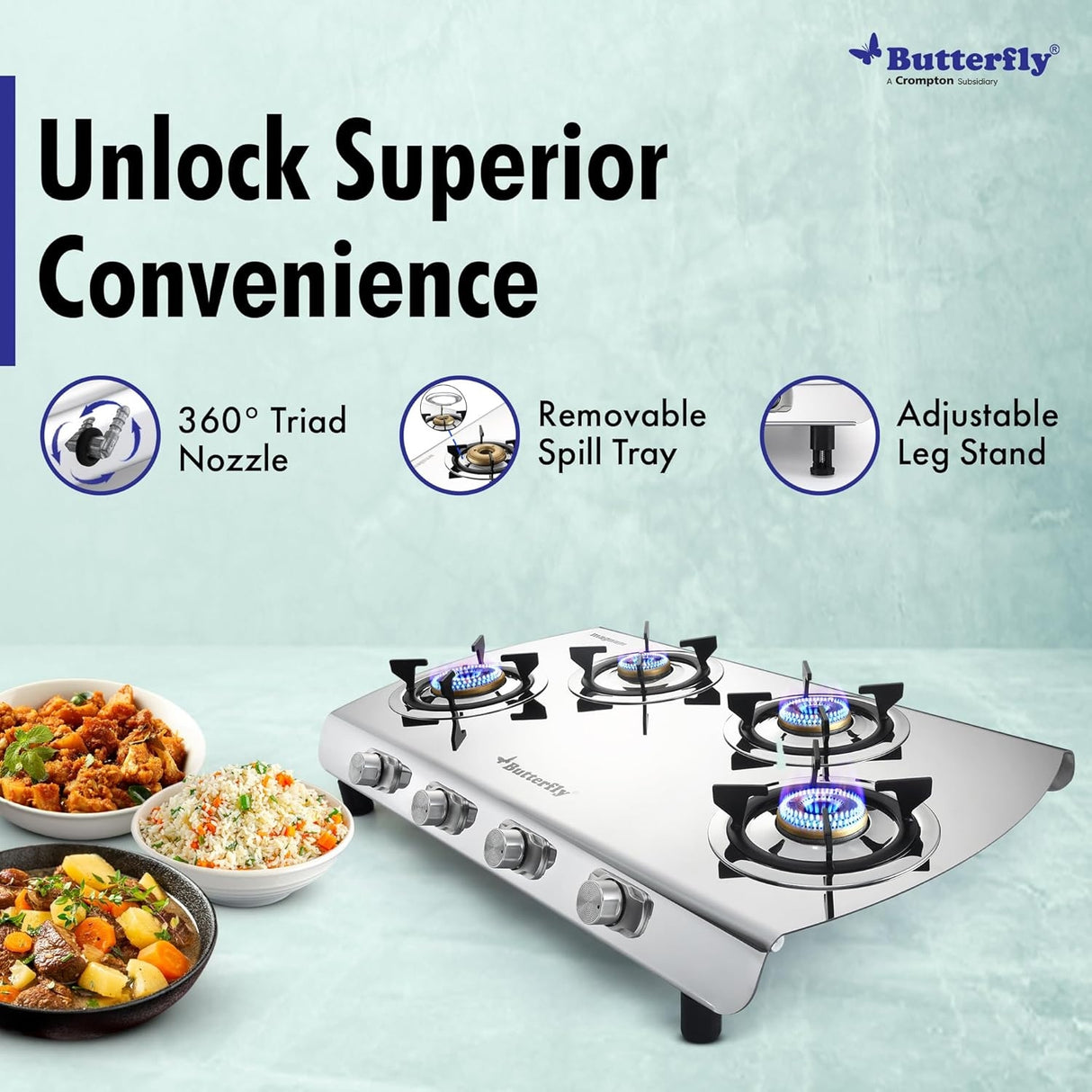 Butterfly Magnum 4-Burner Stainless steel LPG Gas Stove – Silver_3