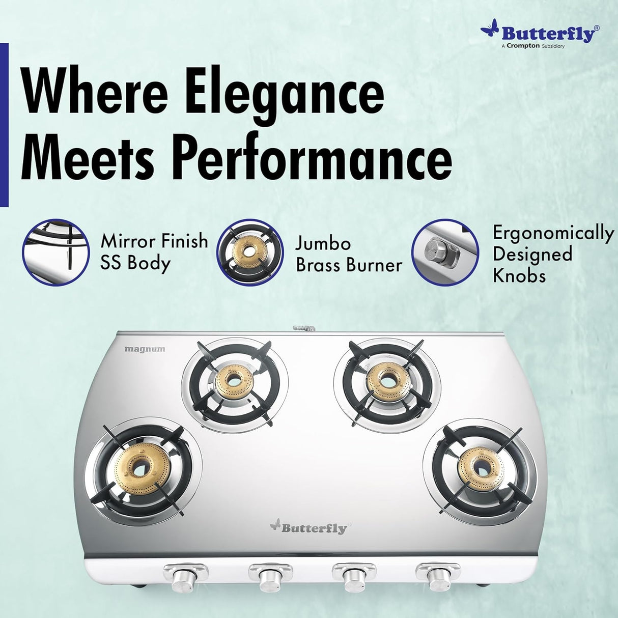 Butterfly Magnum 4-Burner Stainless steel LPG Gas Stove – Silver_4