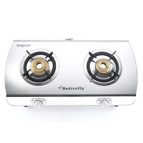 Butterfly Magnum Premium Stainless Steel 2-Burner LPG Gas Stove  – Silver_1