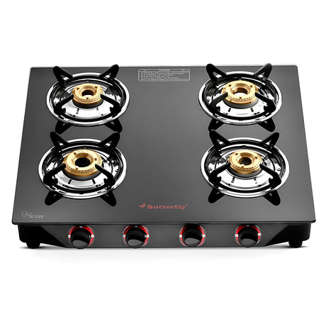 Butterfly Quadro 4-Burner Glass-Top Gas Stove – Black_1