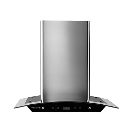 Butterfly Reflection Plus 1200 m³/h Suction Auto Clean Chimney 90 cm – Silver_Front View