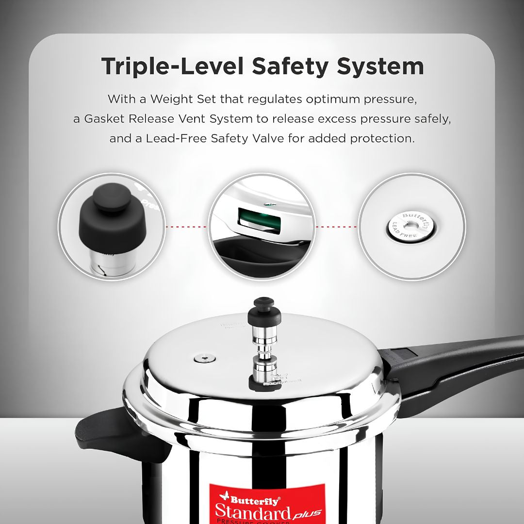 Butterfly Standard Plus Aluminium Pressure Cooker 12 L_Features 1