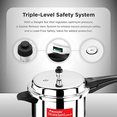Butterfly Standard Plus Aluminium Pressure Cooker 12 L_Features 1