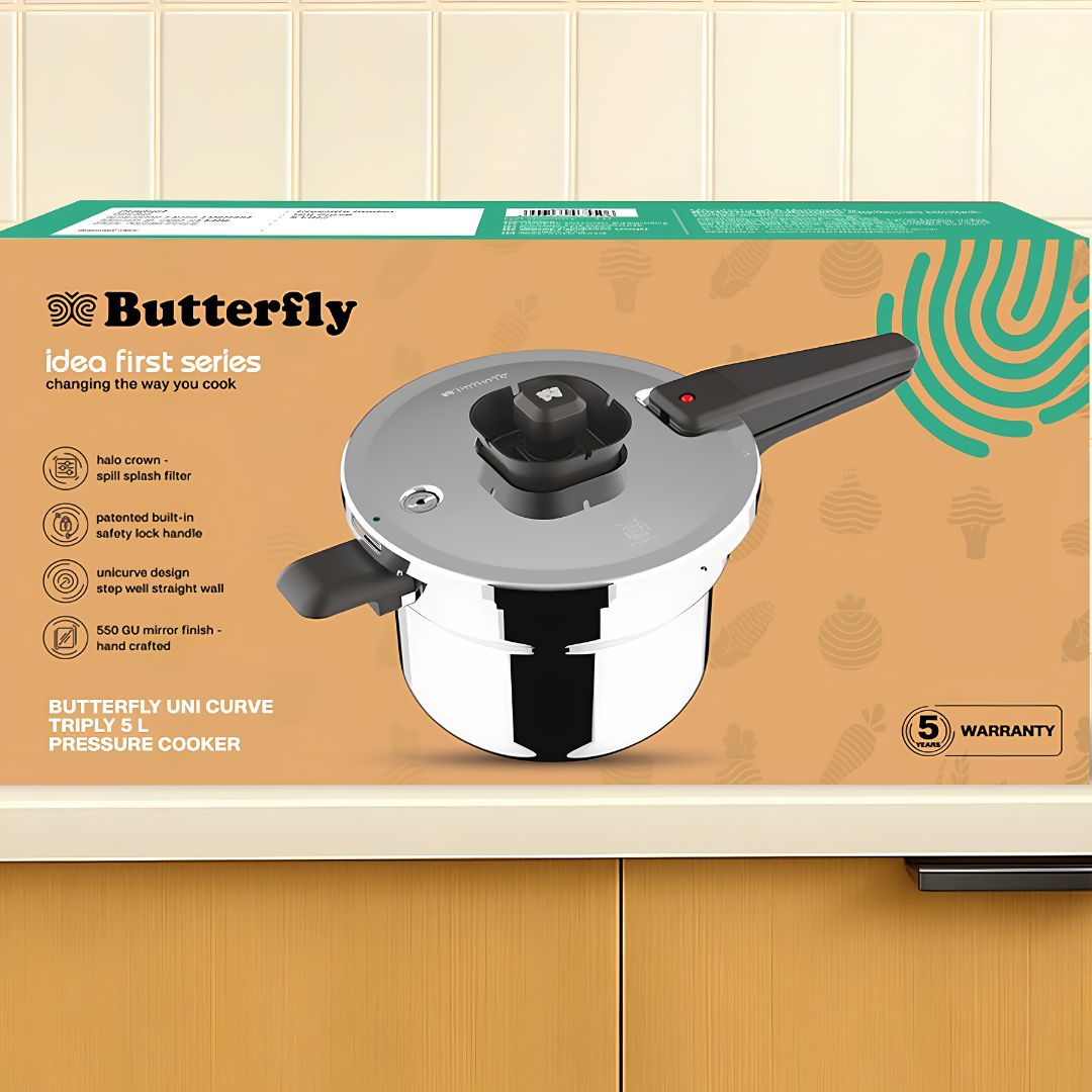 Butterfly Uni Curve Triply Stainless Steel Pressure Cooker 5 L_Features 2
