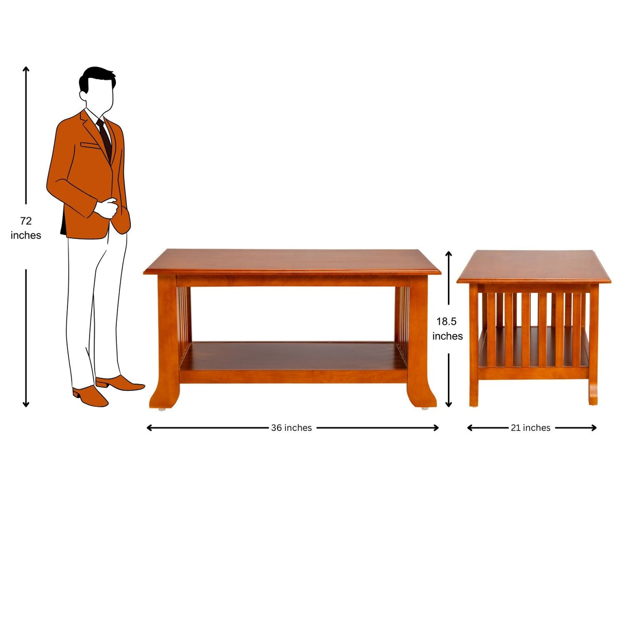 Ely Pro Wooden Coffee Table - Teak Finish