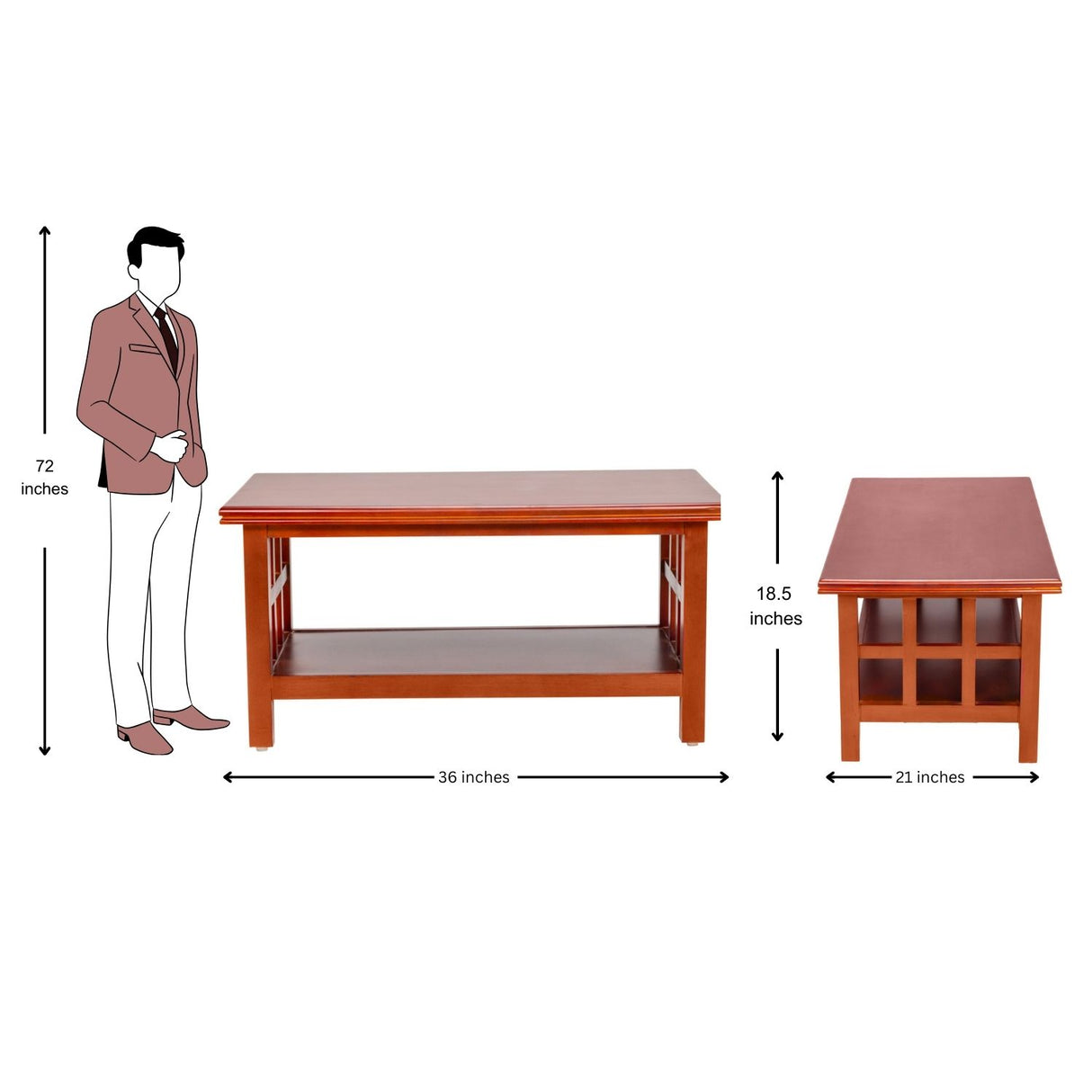 Watts Pro Wooden Coffee Table - Teak Finish