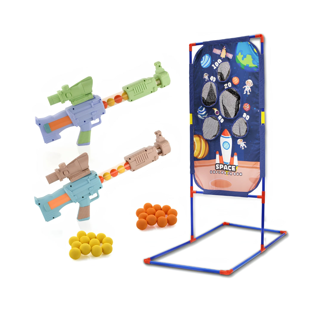 Chanak Space Explorer Air Gun 2 Blasters and Scoring Net Set - Brown and Green_1