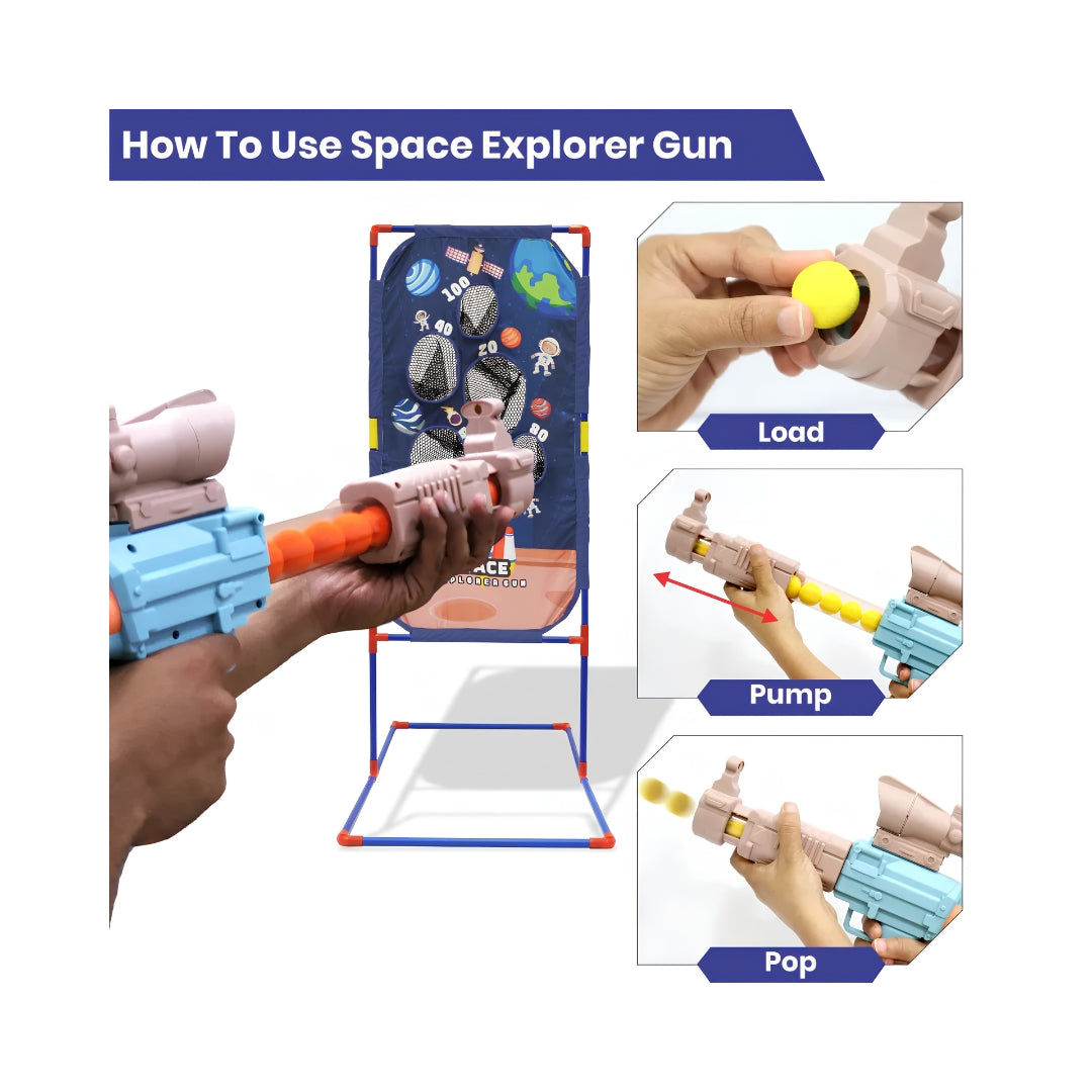 Chanak Space Explorer Air Gun 2 Blasters and Scoring Net Set - Brown and Green_7