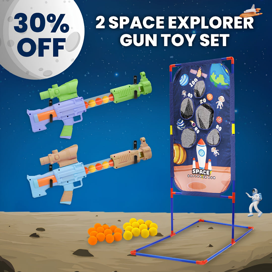 Chanak Space Explorer Air Gun 2 Blasters and Scoring Net Set - Brown and Green_8