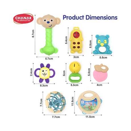 Chanak Baby Kinder Rattles 8 PCS Set Dimension_2