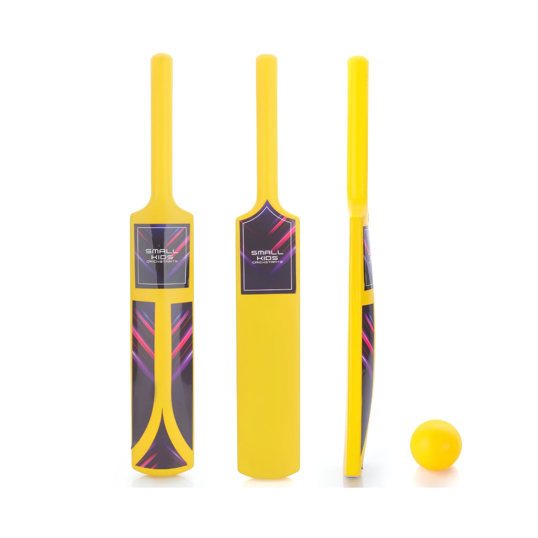Chanak Small Crickstarts Kids Bat and Ball - Yellow Front View_2