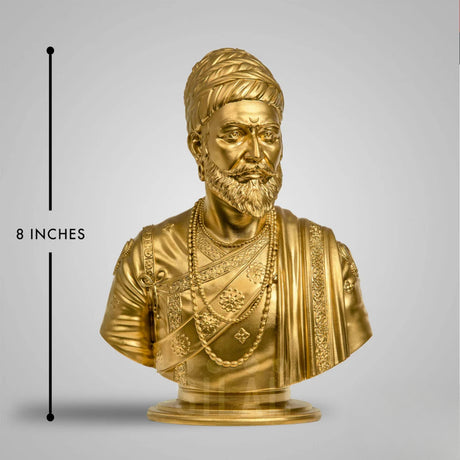 Chhatrapati Shivaji Maharaj Bust 8 In Sculpture - Gold