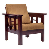 Chicago Pro Wooden Sofa Set (3+1+1 Seater) - Light Walnut Finish