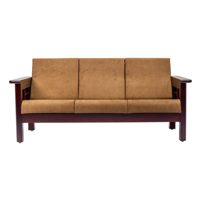 Chicago Pro Wooden Sofa 3 Seater - Light Walnut Finish