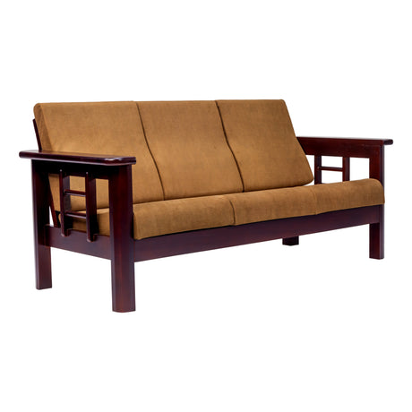 Chicago Pro Wooden Sofa 3 Seater - Light Walnut Finish