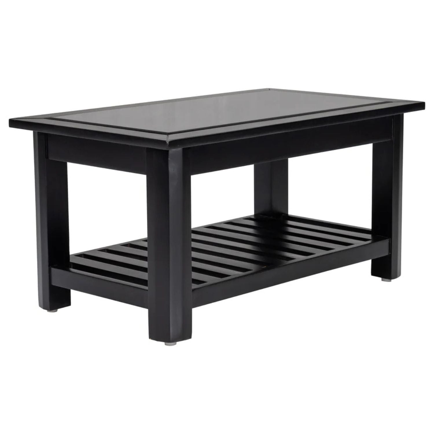Chicago Pro Wooden Glass Top Coffee Table - Dark Walnut Finish_1