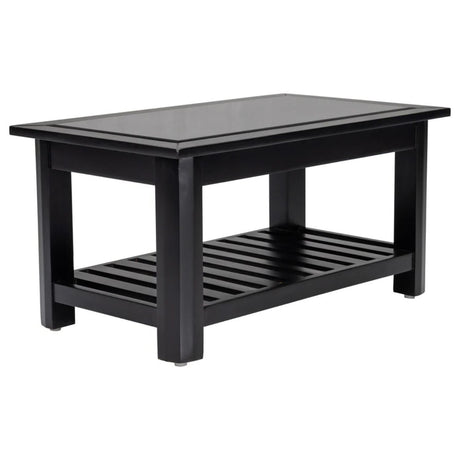 Chicago Pro Wooden Glass Top Coffee Table - Dark Walnut Finish_1