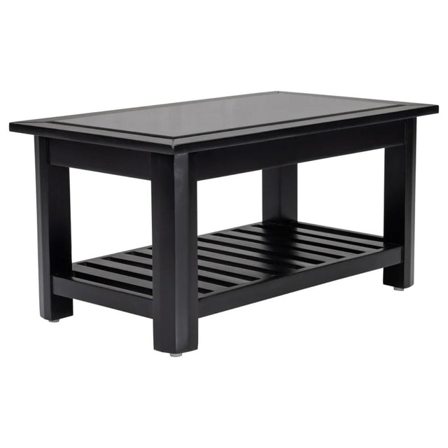Chicago Pro Wooden Glass Top Coffee Table - Dark Walnut Finish_1
