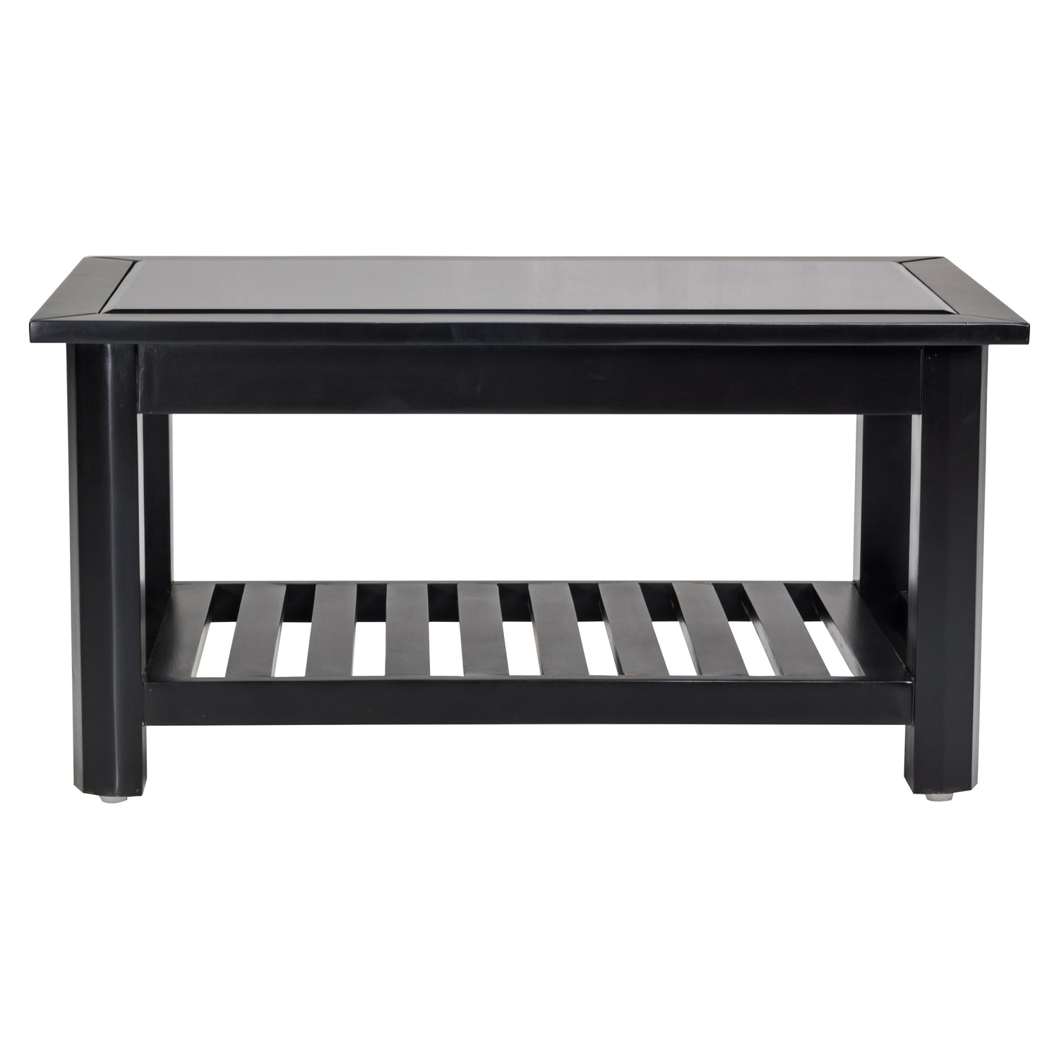 Chicago Pro Wooden Glass Top Coffee Table - Dark Walnut Finish_2