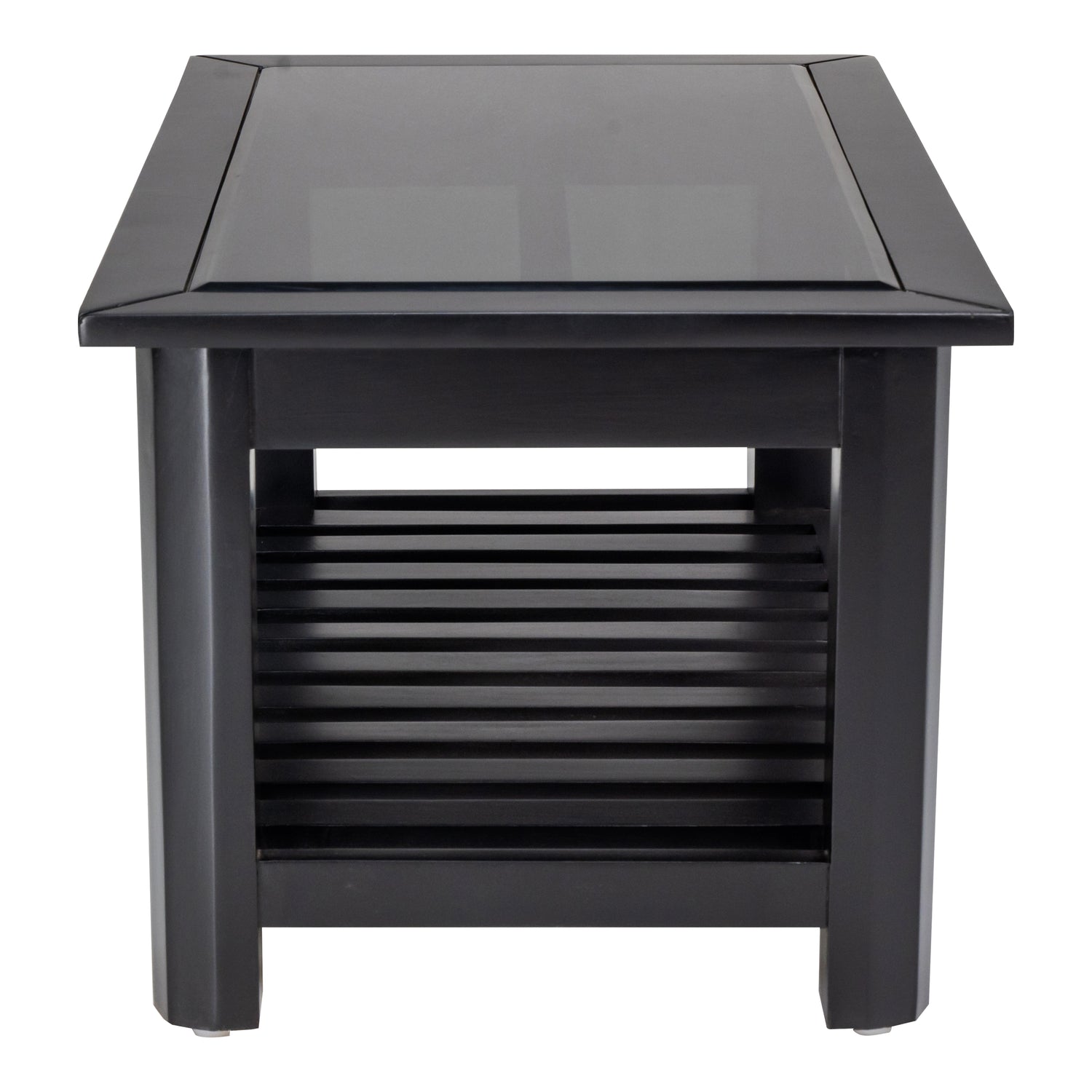 Chicago Pro Wooden Glass Top Coffee Table - Dark Walnut Finish_3