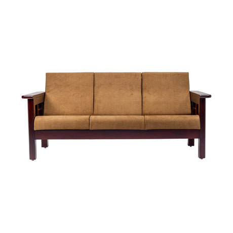 Chicago Wooden Sofa 3-Seater - Light Walnut Finish_2