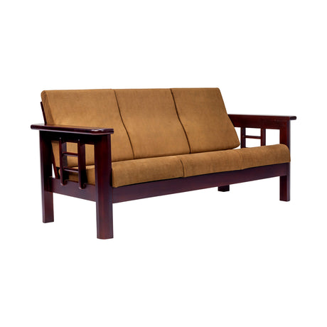 Chicago Wooden Sofa Set (3+1+1-Seater) - Light Walnut Finish_2
