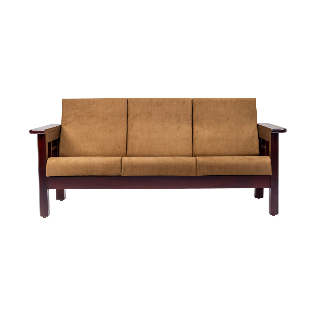 Chicago Wooden Sofa Set (3+1+1-Seater) - Light Walnut Finish_4