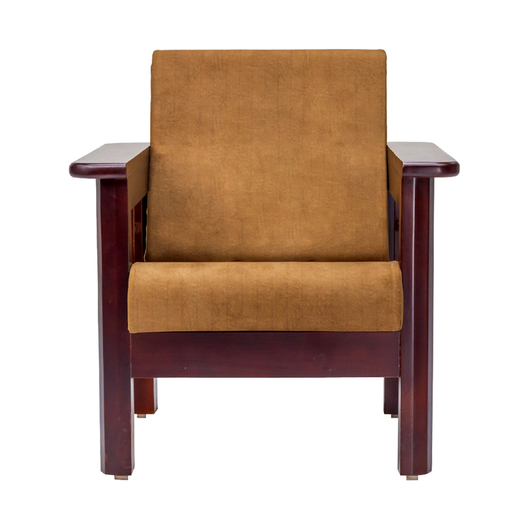 Chicago Wooden Sofa Set (3+1+1-Seater) - Light Walnut Finish_5