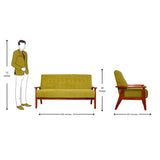 Clifton Wooden Sofa 3 Seater - Teak Finish