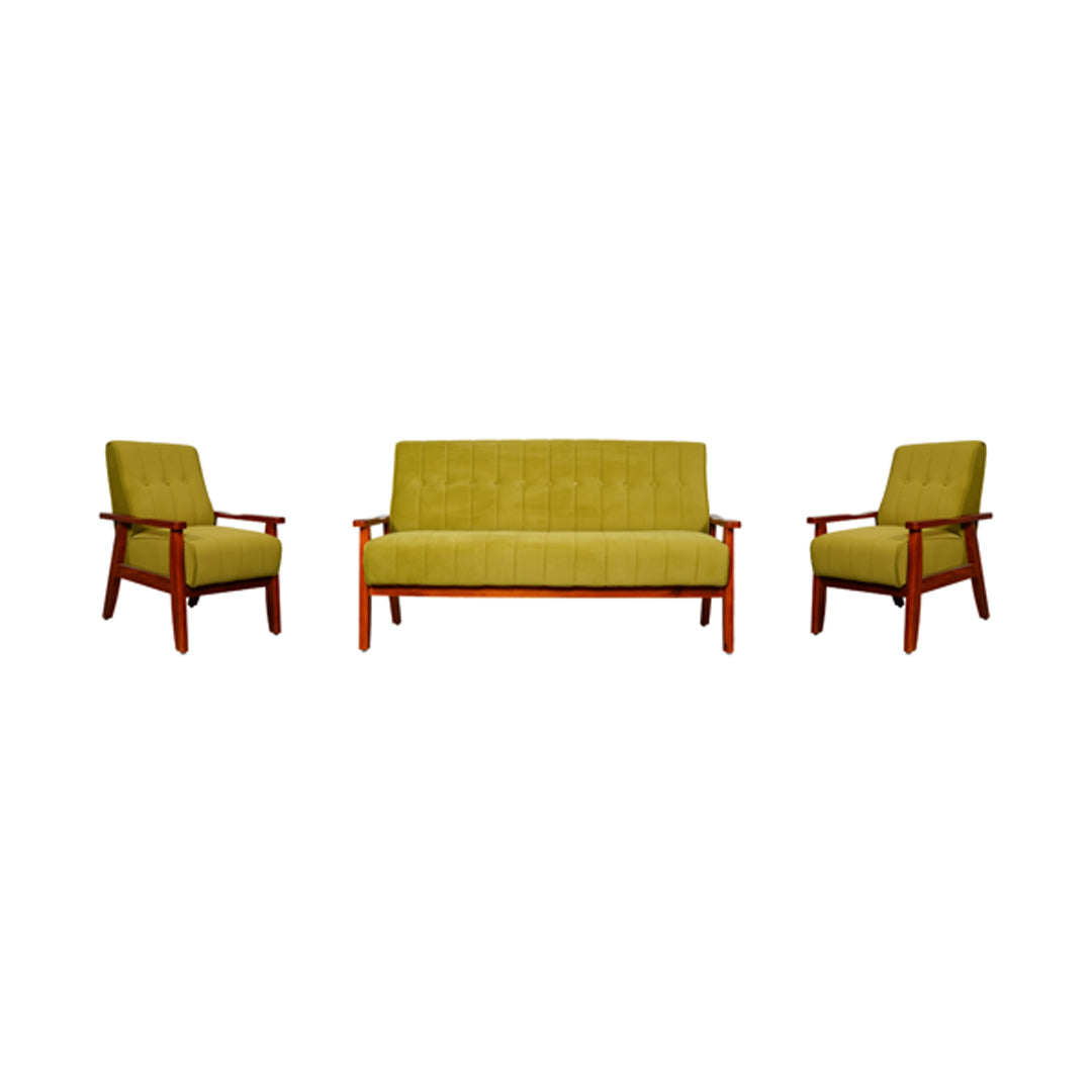 Clifton Wooden Sofa Set (3+1+1-Seater) - Teak Finish_1