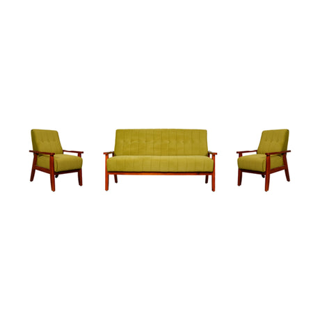 Clifton Wooden Sofa Set (3+1+1-Seater) - Teak Finish_1