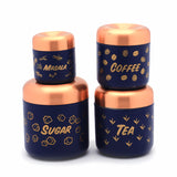 Coconut Rich Heritage SS Multipurpose Kitchen Container For Storage Tea Coffee Sugar and Masala 4 Pcs Set - Blue