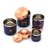 Coconut Rich Heritage SS Multipurpose Kitchen Container For Storage Tea Coffee Sugar and Masala 4 Pcs Set - Blue