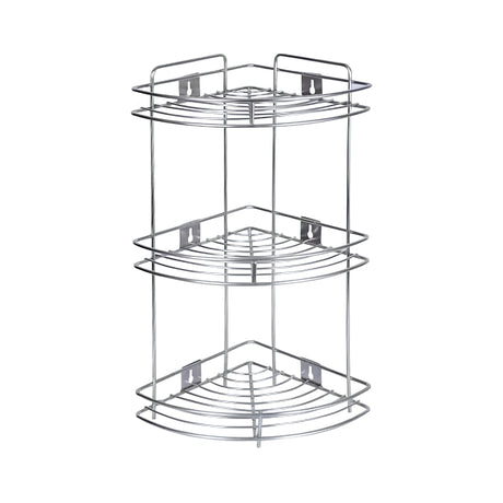 Coconut C24-SS-Y16 Triangle Corner SS Storage Stand 3 Step Small_Front View