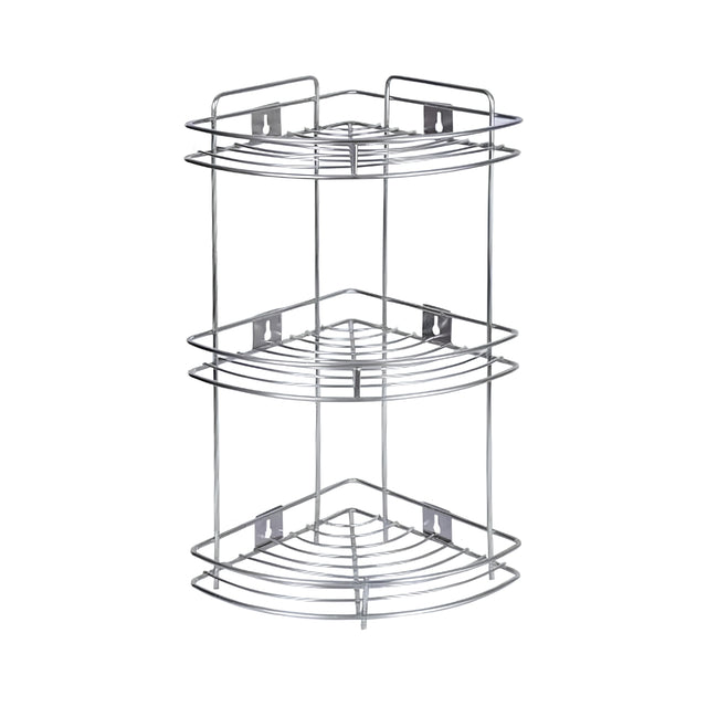 Coconut C24-SS-Y16 Triangle Corner SS Storage Stand 3 Step Small_Front View