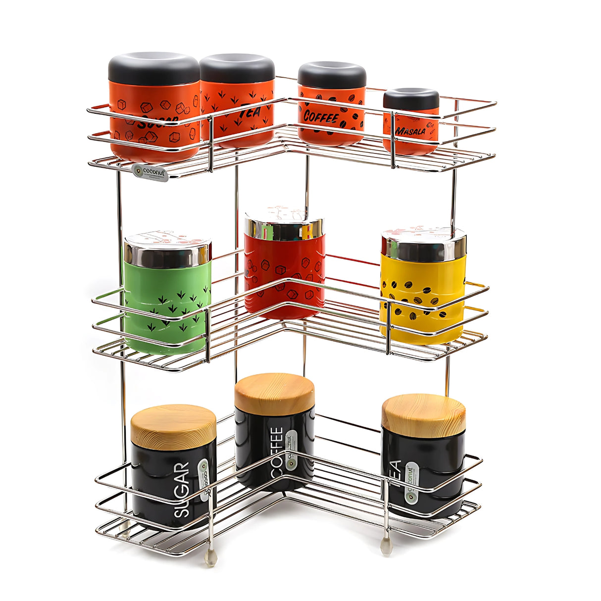 Coconut C24-SS-Y18 L Corner SS Storage Stand 3 Step Small_3