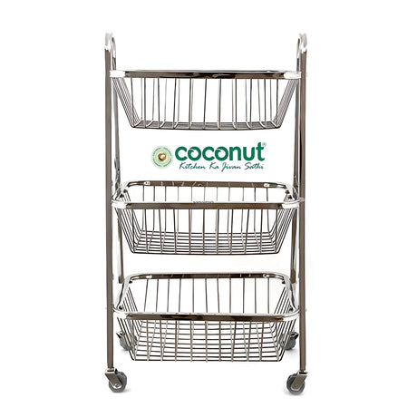 Coconut C24-SS-Y9 Rectangle Pluto SS Trolley 3-Tier Small_1