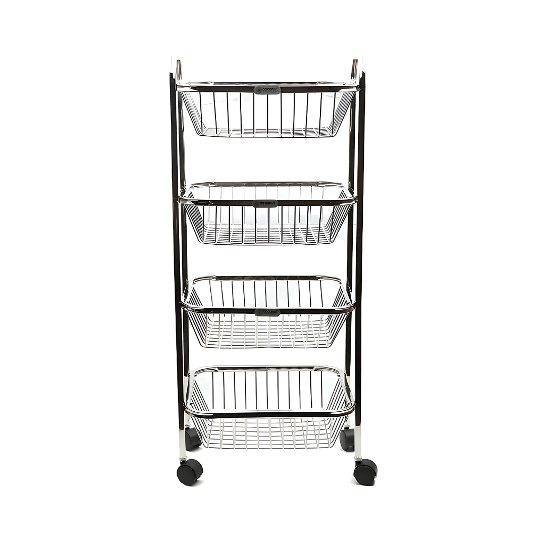 Coconut C24-SS-Y9 Rectangle Pluto SS Trolley 4-Tier Big_Front View