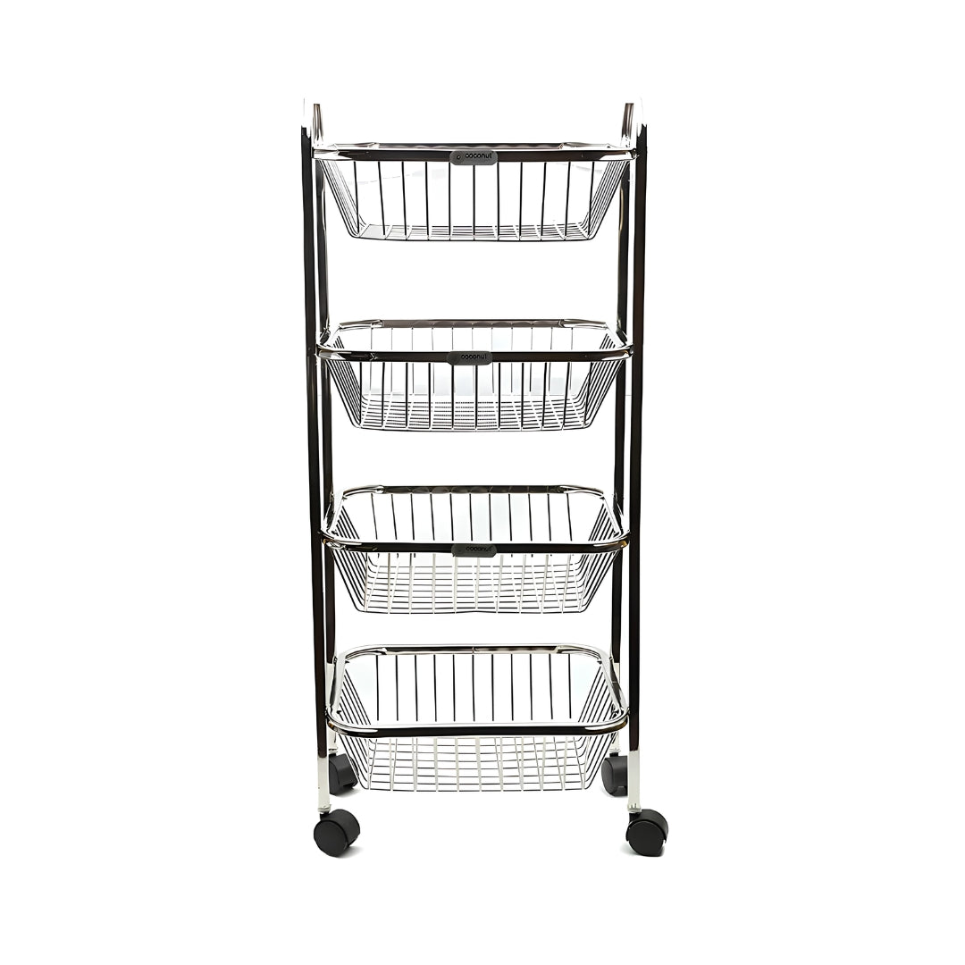 Coconut C24-SS-Y9 Rectangle Pluto SS Trolley 4-Tier Small_Front View