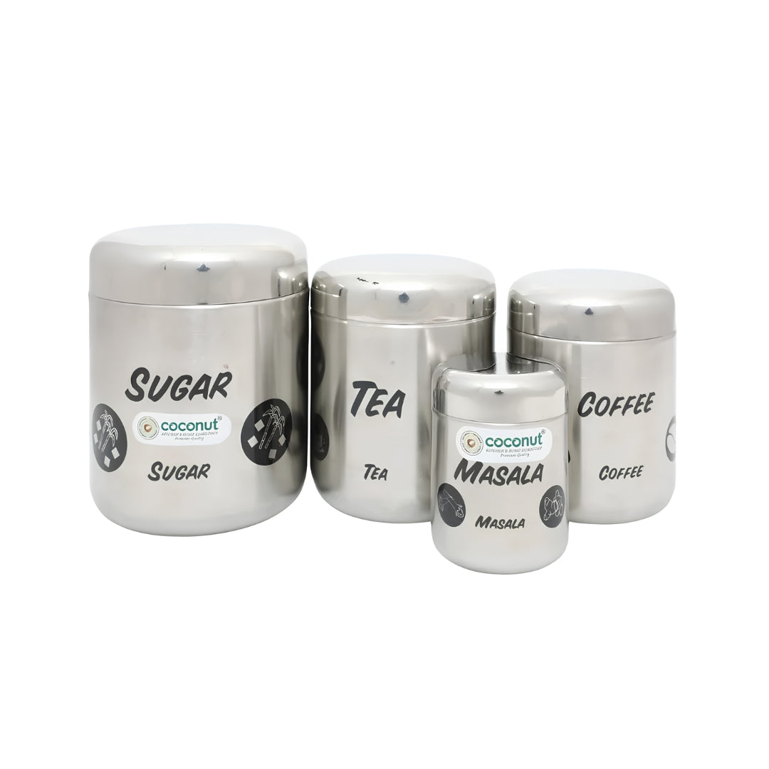 Coconut E11 TCSM Jumbo Matt Stainless Steel Containers Set of 4 - Silver_Front View