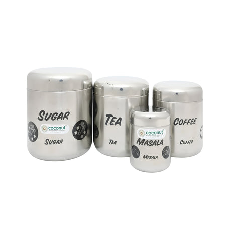 Coconut E11 TCSM Jumbo Matt Stainless Steel Containers Set of 4 - Silver_Front View