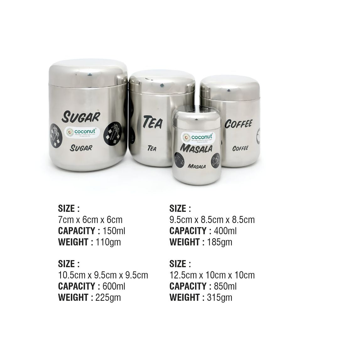 Coconut E11 TCSM Stainless Steel Jumbo Matt Set of 4 Containers_Dimensions