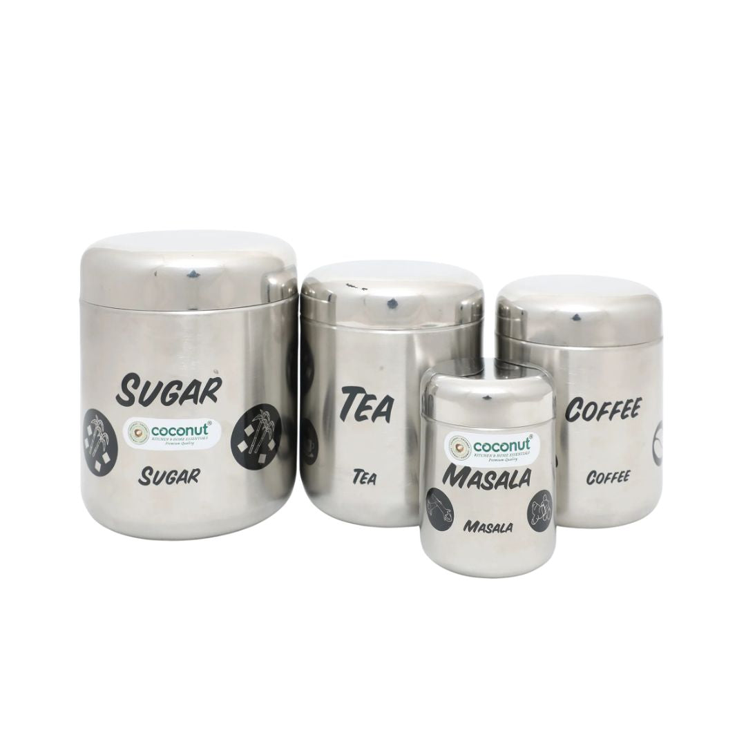 Coconut E11 TCSM Stainless Steel Jumbo Matt Set of 4 Containers_Front Viwe