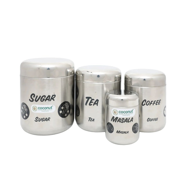 Coconut E11 TCSM Stainless Steel Jumbo Matt Set of 4 Containers_Front Viwe