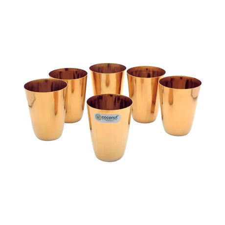 Coconut Glitter Stainless Steel Citrus Gold Coating Juice Glass 6 Pcs - 270 ml_Front View